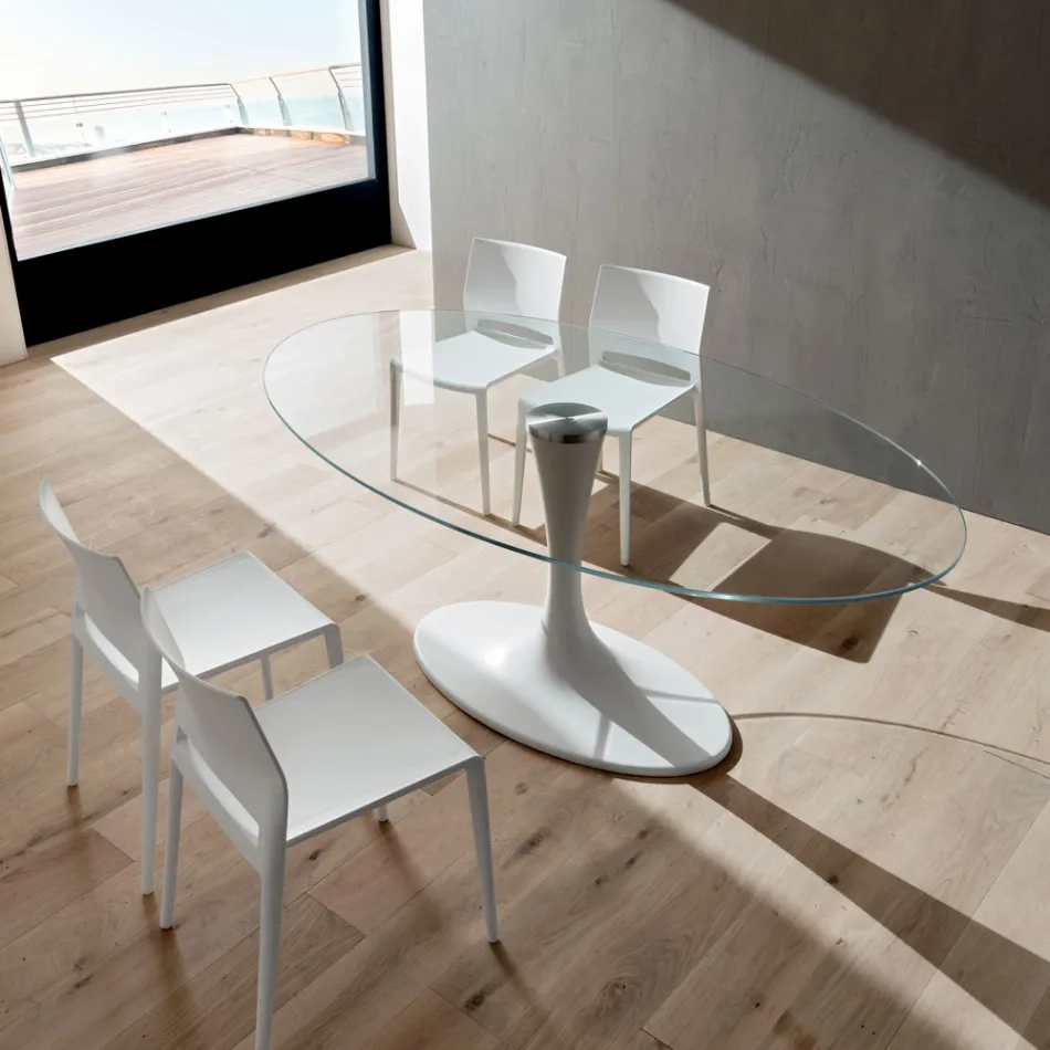 Luksus køkkenbord i hærdet glas og marmor lavet i Italien - Brontolo Viadurini