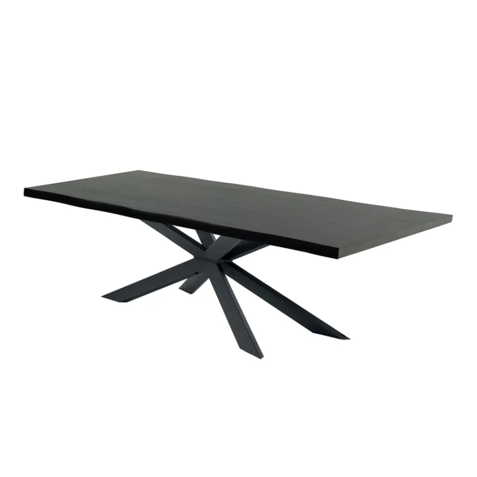 Moderne køkkenbord i fineret træ og stål lavet i Italien - Grotta Viadurini