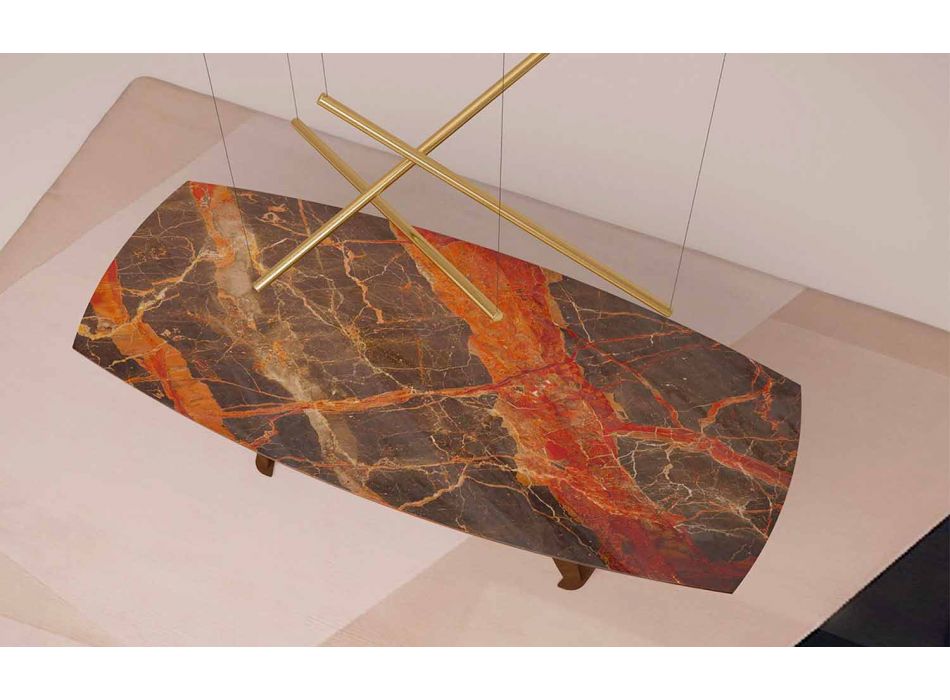 Rektangulært køkkenbord i skygge af Caravaggio marmor og metal - Naruto Viadurini