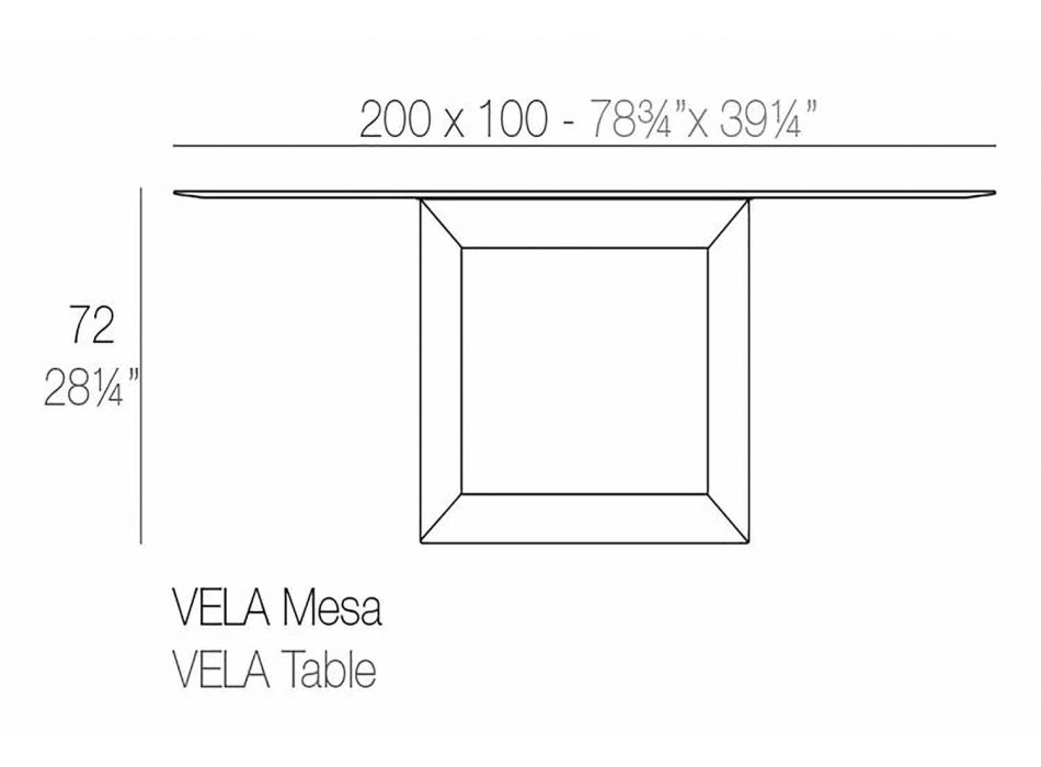 Udendørs bord 200x100 cm Vela af Vondom, i polyethylenharpiks Viadurini