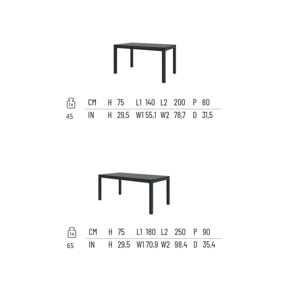 Udendørsbord, der kan forlænges til 250 cm i Metal Made in Italy - Beverly Viadurini