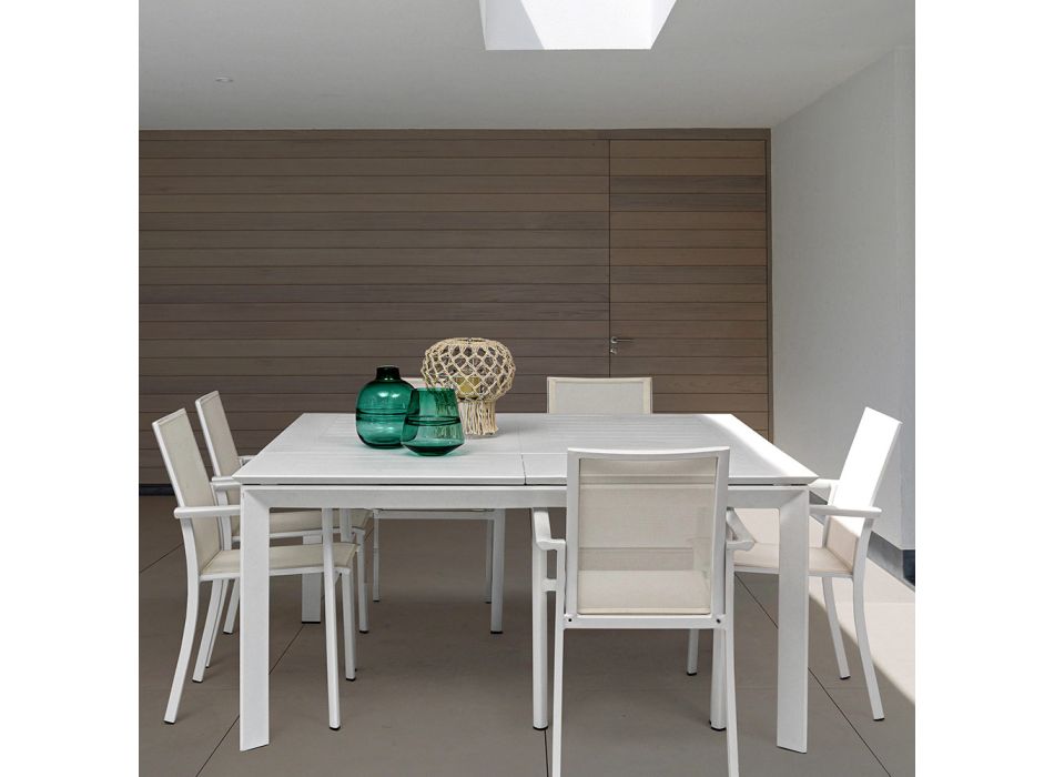 Udtrækkeligt udendørsbord op til 160 cm i aluminium, Homemotion - Andries Viadurini