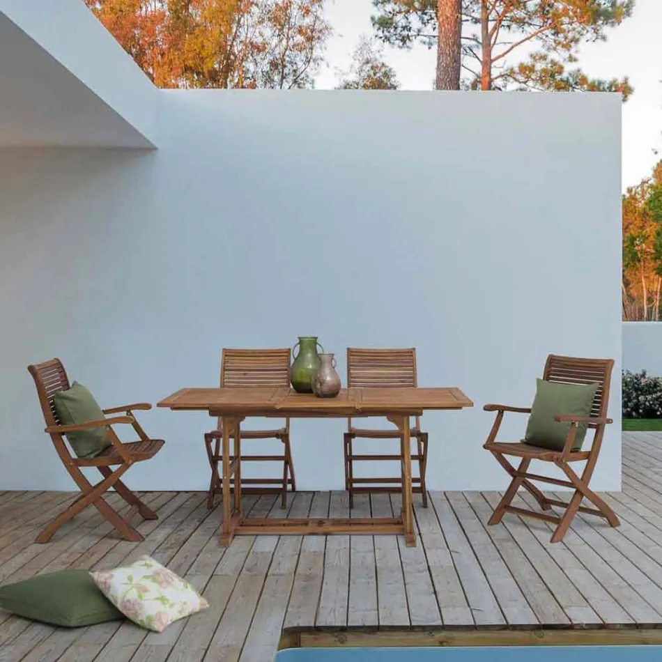 Udvideligt udendørs bord Op til 160 cm i Acacia Wood - Cloud Viadurini