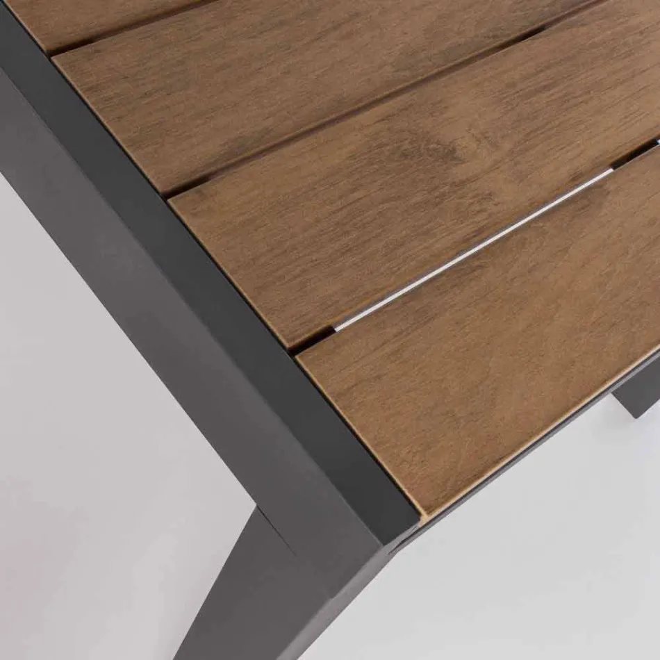 Udvideligt udendørs bord op til 200 cm med top i teaktræ - Bobel Finish Viadurini