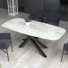 Udendørsbord med aluminiumsbund og 12 mm lamineret HPL-plade - Zefiro Viadurini