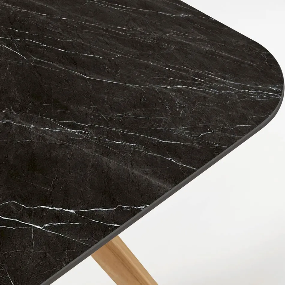 Udendørsbord med træbund og sort Marquinia keramisk plade - Infinity Viadurini