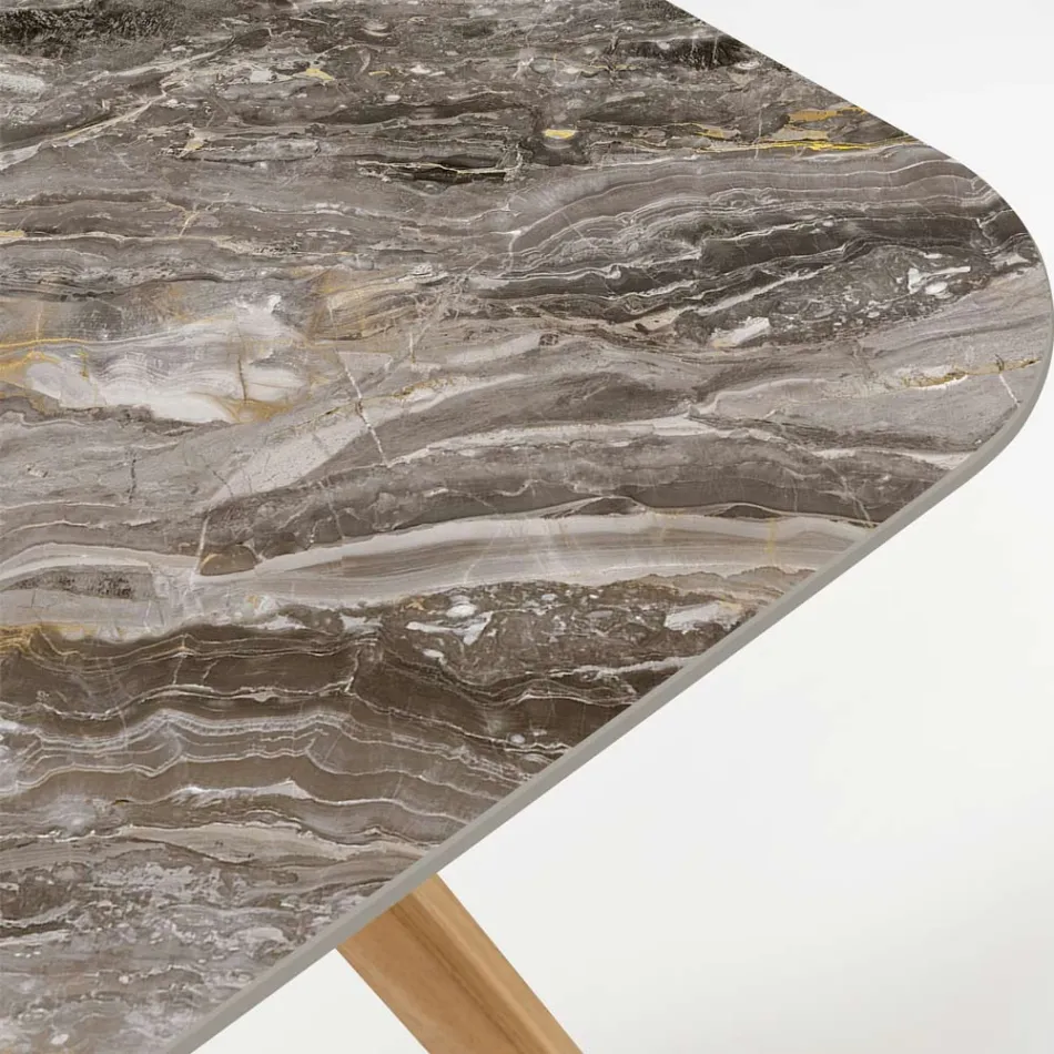 Udendørsbord med træbund og Orobico Luxe keramisk plade - Infinity Viadurini