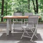 Udendørs bord med akacietræplade og stålbase - solrig Viadurini