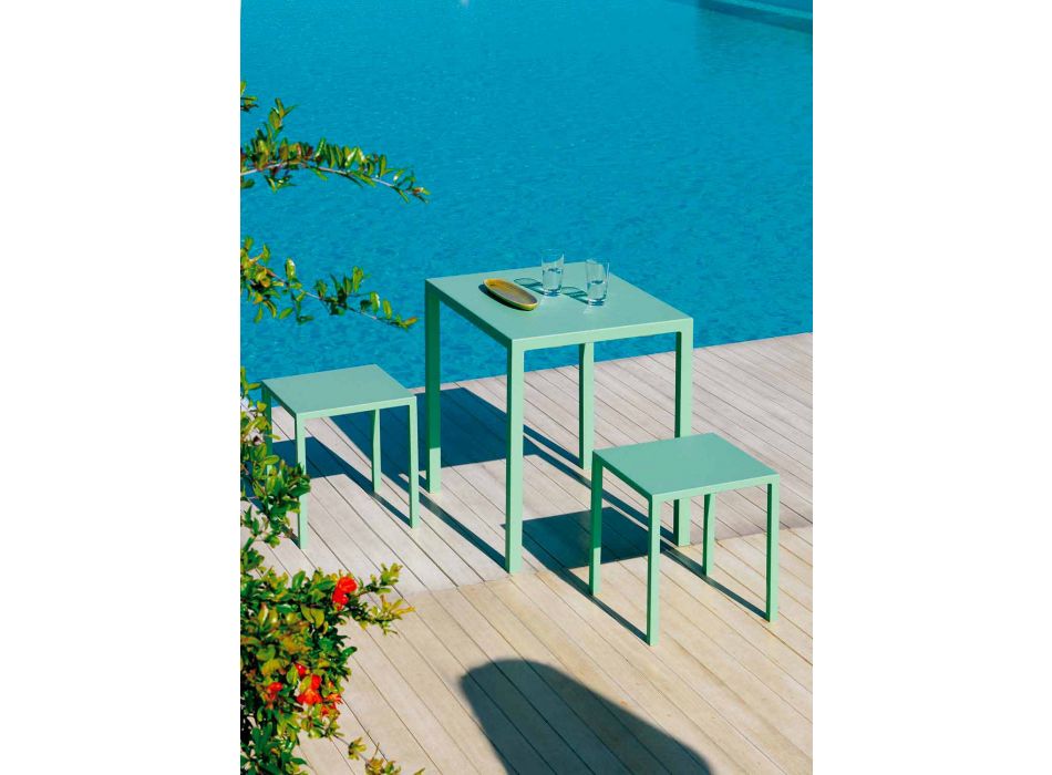 Moderne stabelbart firkantet metal udendørs bord fremstillet i Italien - Aila Viadurini