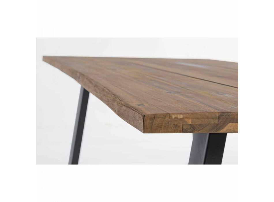 Udendørs bord i akacietræ med ben i malet stål - Sheldon Viadurini
