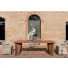 Udendørs bord i Okumè mikrocement og teak finish lavet i Italien - blyant Viadurini