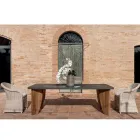 Udendørs bord i Okumè mikrocement og teak finish lavet i Italien - blyant Viadurini