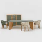 Udendørs bord i Okumè mikrocement og teak finish lavet i Italien - blyant Viadurini