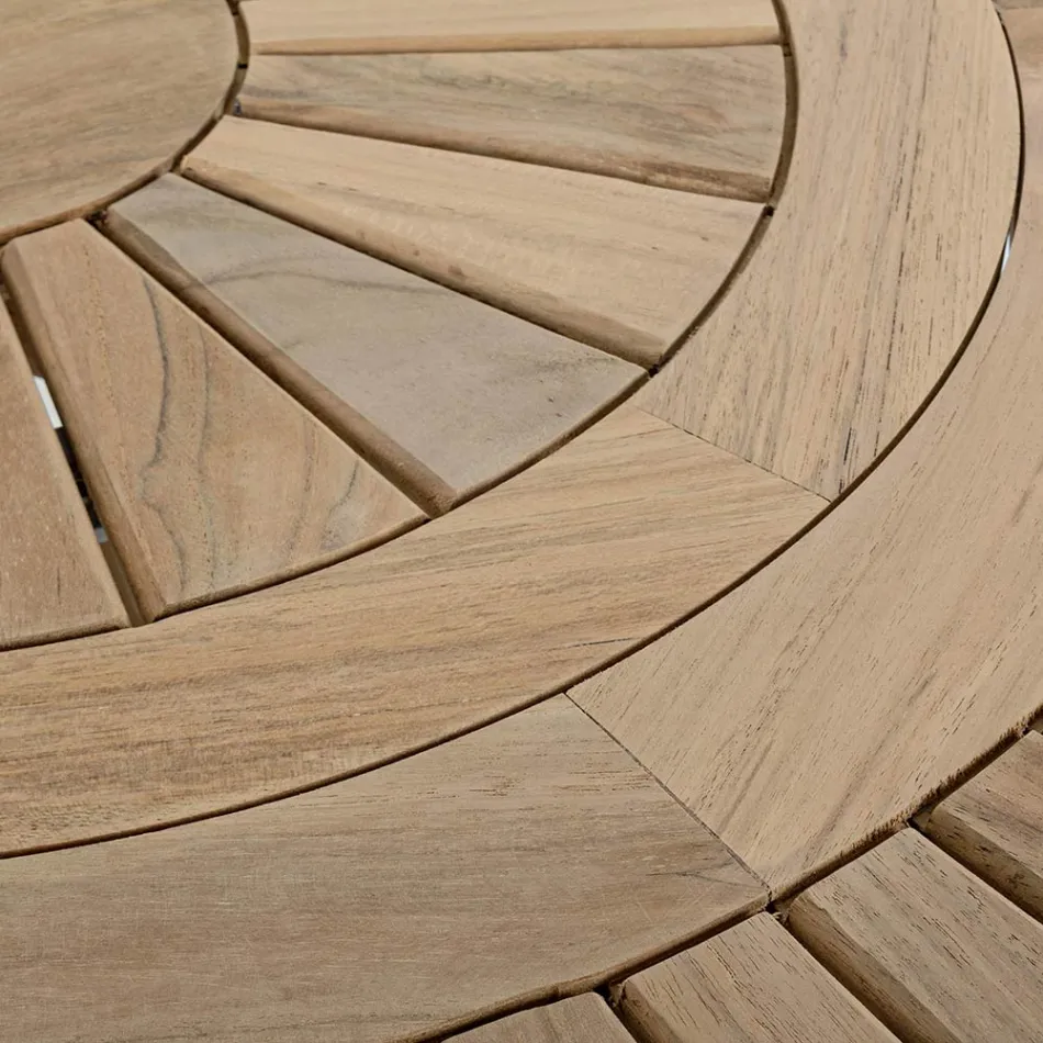 Udendørs teakbord med drejelig centralplade, Homemotion - Dimitris Viadurini