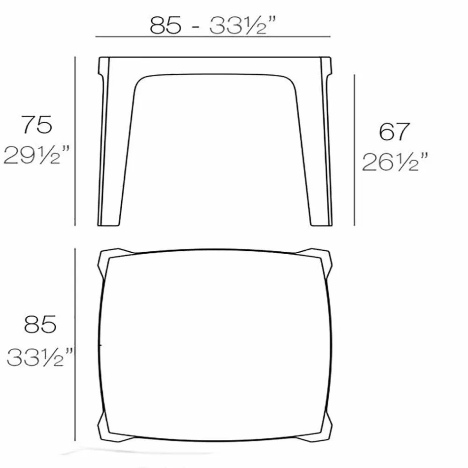 Solid square udendørs bord af Vondom i polypropylen, design Viadurini
