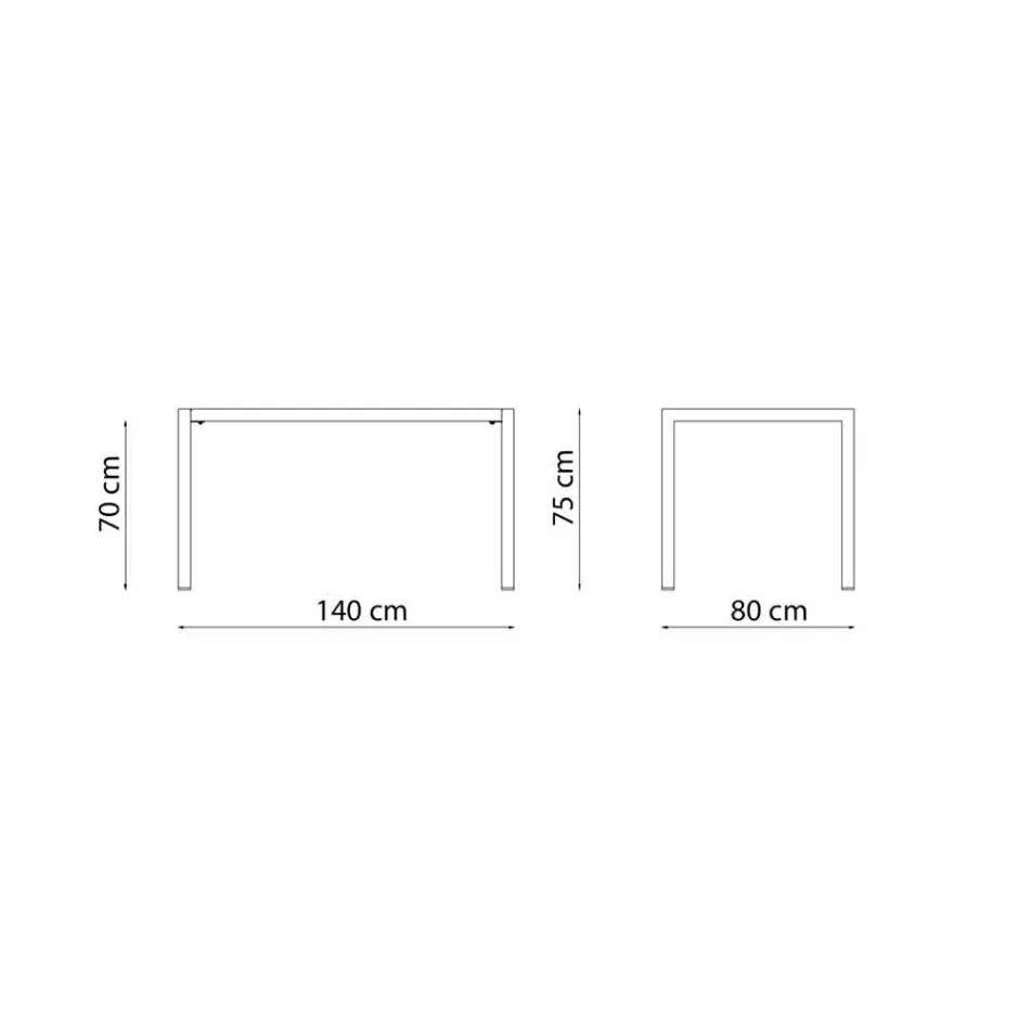 Selvudjævende rektangulært metal udendørs bord fremstillet i Italien - Binda Viadurini