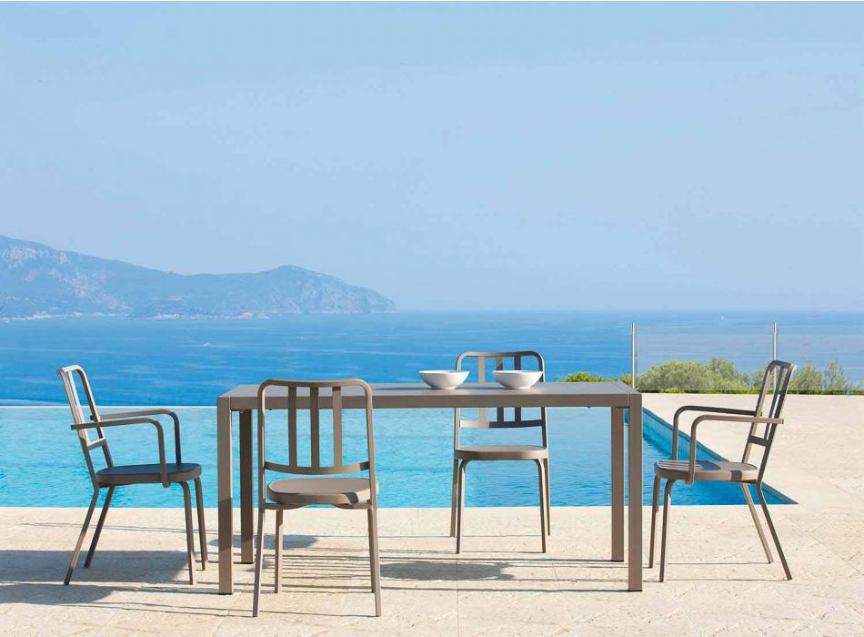 Selvudjævende rektangulært metal udendørs bord fremstillet i Italien - Binda Viadurini