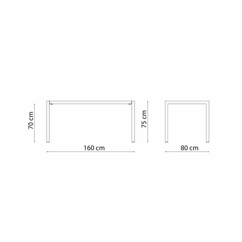 Selvudjævende rektangulært metal udendørs bord fremstillet i Italien - Binda Viadurini