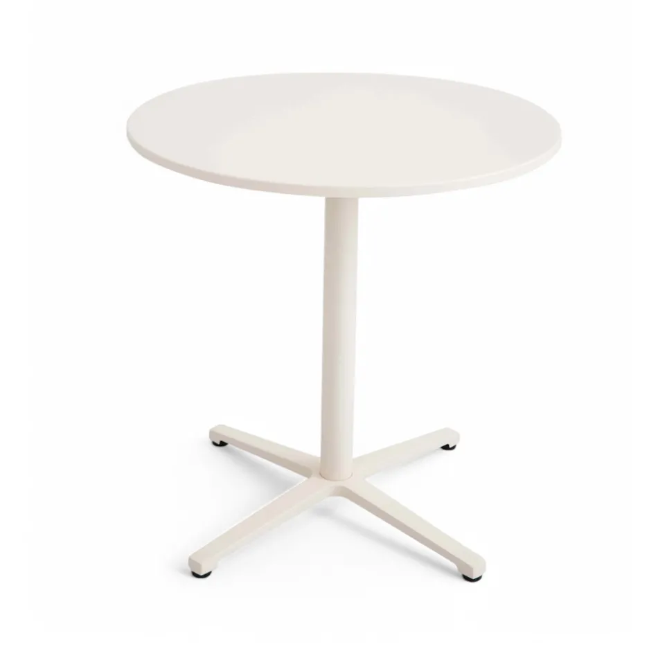 Rundt udendørs bord med en diameter på 75 cm i beige aluminium - Brisea Viadurini