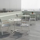 Rundt udendørs bord med en diameter på 75 cm i beige aluminium - Brisea Viadurini