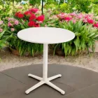Rundt udendørs bord med en diameter på 75 cm i beige aluminium - Brisea Viadurini