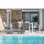 Havebord 180x90 cm med aluminiumsfod og teakplade - Mean Viadurini