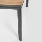 Havebord 180x90 cm med aluminiumsfod og teakplade - Mean Viadurini