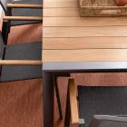 Havebord 180x90 cm med aluminiumsfod og teakplade - Mean Viadurini