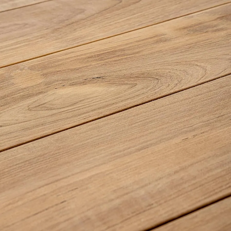 Havebord 180x90 cm med aluminiumsfod og teakplade - Mean Viadurini