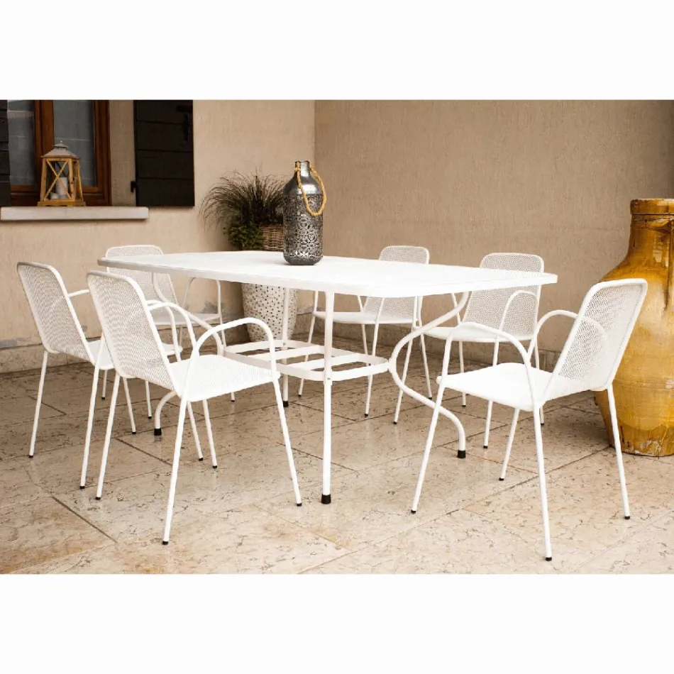 180 cm havebord i metalnet, fremstillet i Italien - Lirion Viadurini