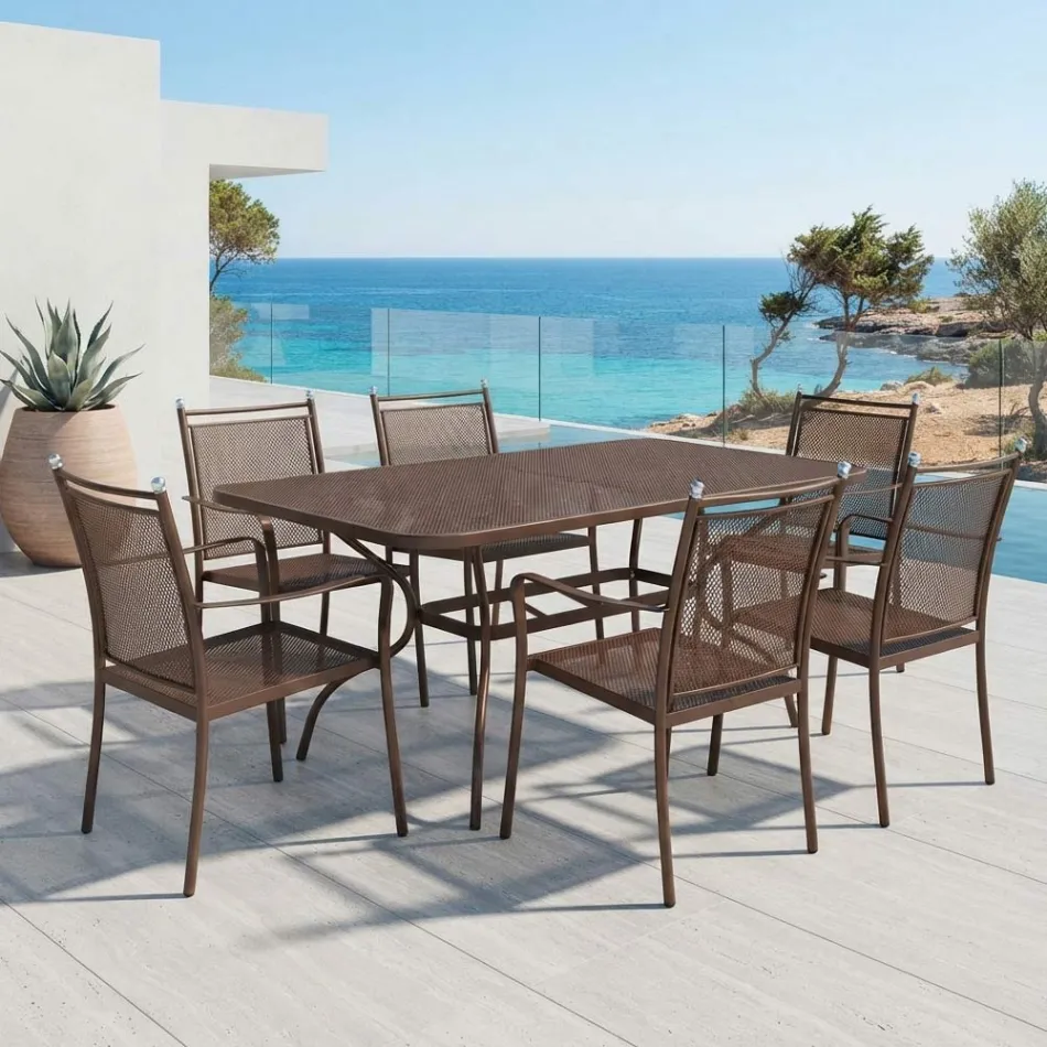 180 cm havebord i metalnet, fremstillet i Italien - Lirion Viadurini