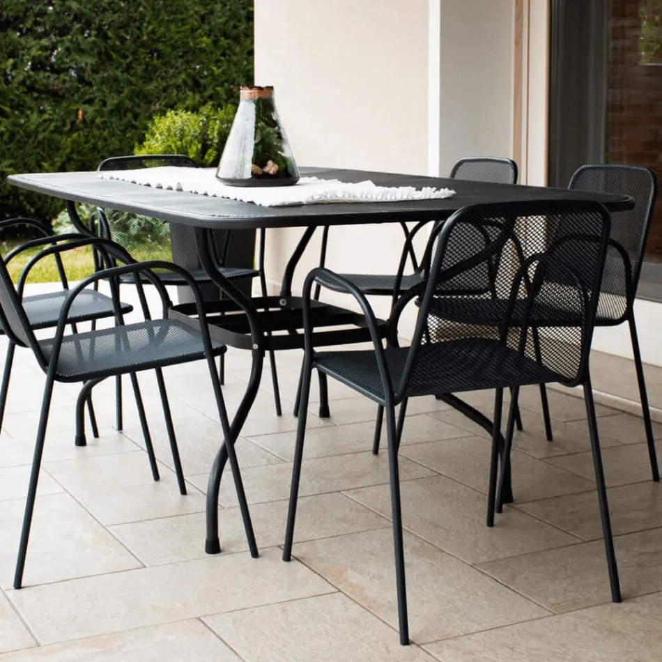 180 cm havebord i metalnet, fremstillet i Italien - Lirion Viadurini