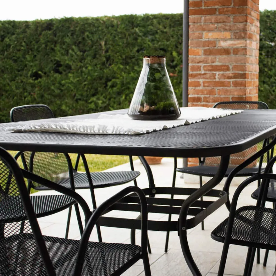 180 cm havebord i metalnet, fremstillet i Italien - Lirion Viadurini