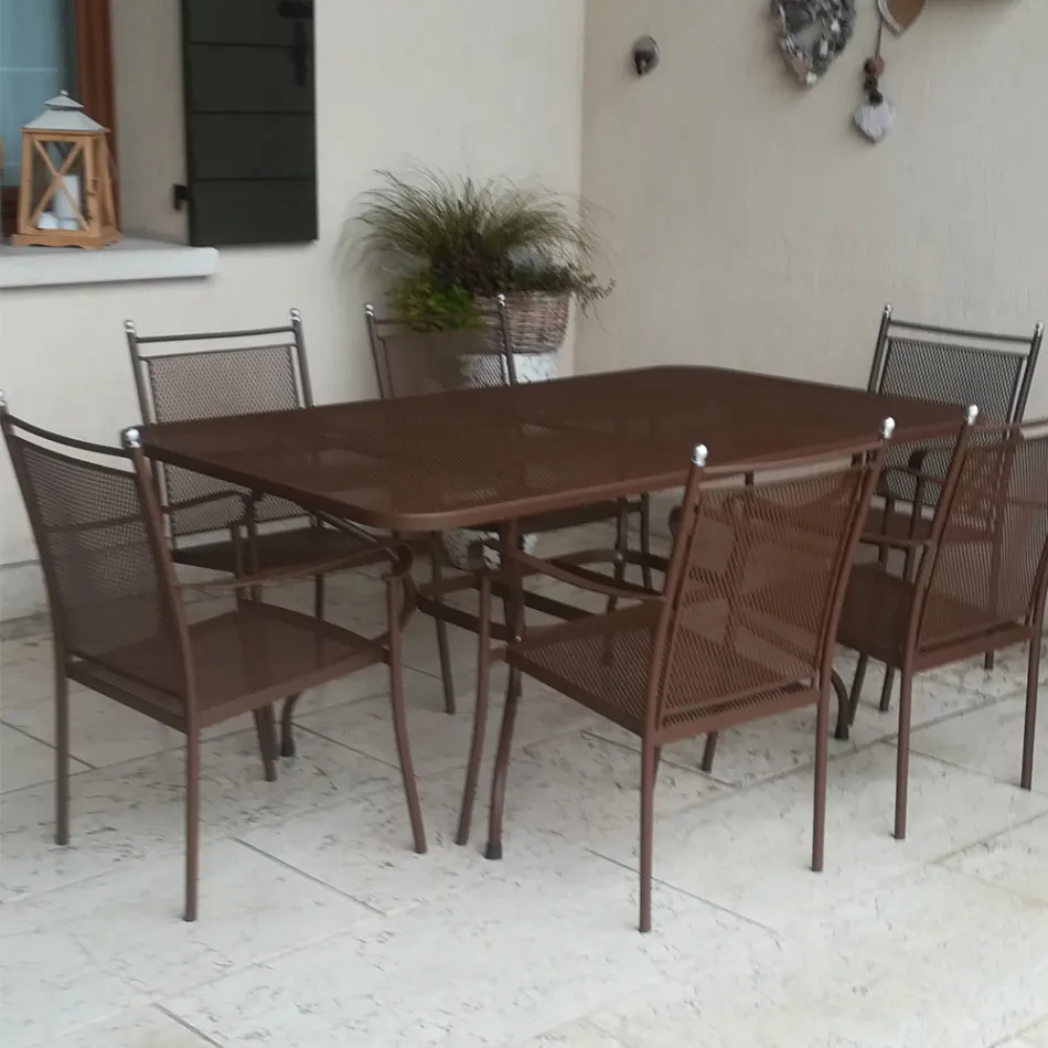 180 cm havebord i metalnet, fremstillet i Italien - Lirion Viadurini