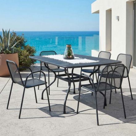 180 cm havebord i metalnet, fremstillet i Italien - Lirion Viadurini