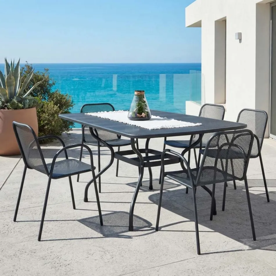 180 cm havebord i metalnet, fremstillet i Italien - Lirion Viadurini