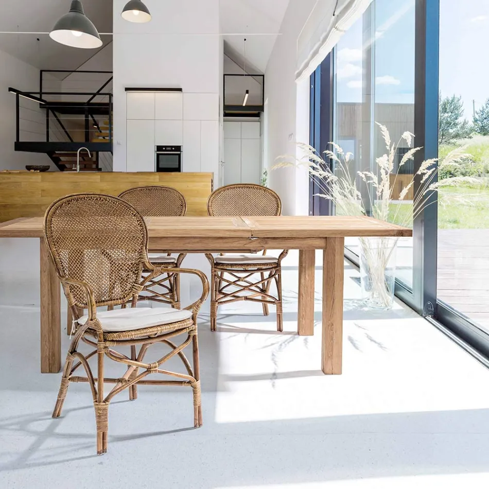 Homemotion - Hunter Teak Wood, der kan udvides til havebord op til 250 cm Viadurini
