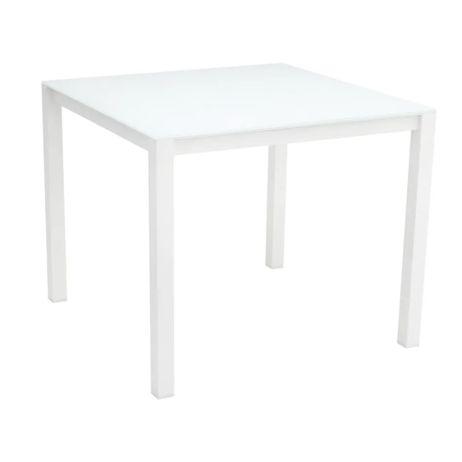 Havebord med malet aluminiumskonstruktion og glasplade - Salim Viadurini