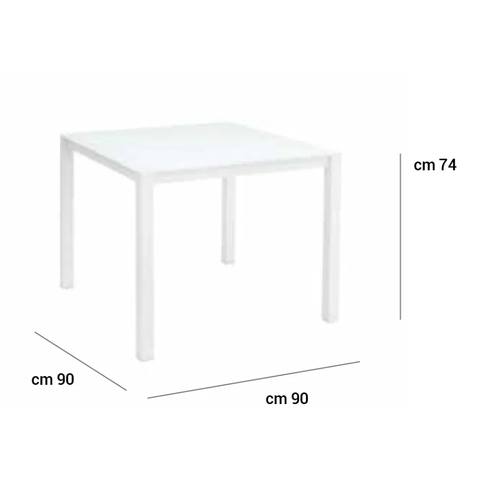Havebord med malet aluminiumskonstruktion og glasplade - Salim Viadurini