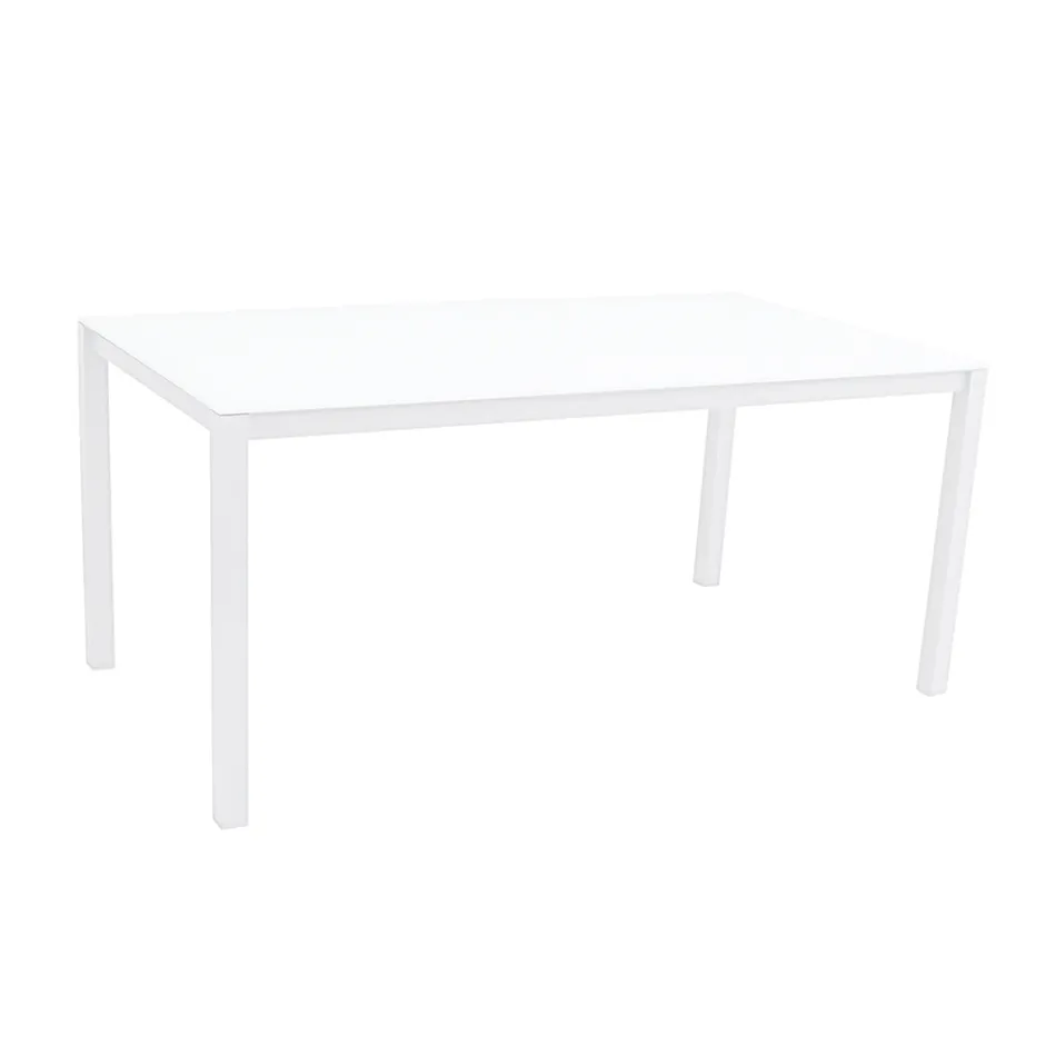 Havebord med malet aluminiumskonstruktion og glasplade - Salim Viadurini