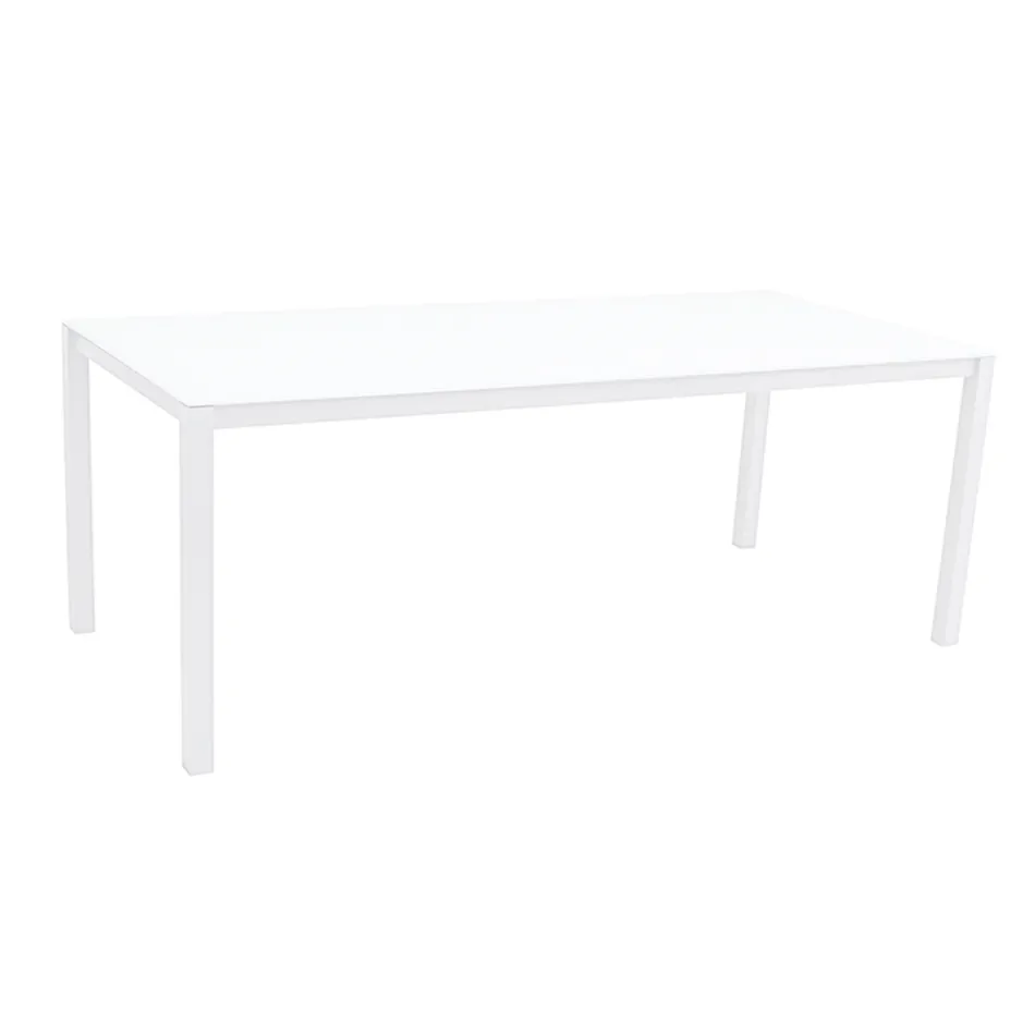 Havebord med malet aluminiumskonstruktion og glasplade - Salim Viadurini