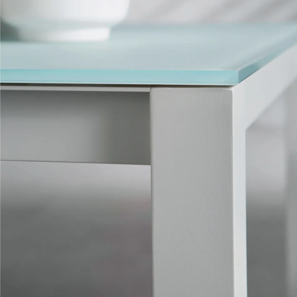 Havebord med malet aluminiumskonstruktion og glasplade - Salim Viadurini