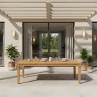 Havebord med struktur i børstet naturlig teaktræ - Artes Viadurini