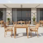 Havebord med struktur i børstet naturlig teaktræ - Artes Viadurini