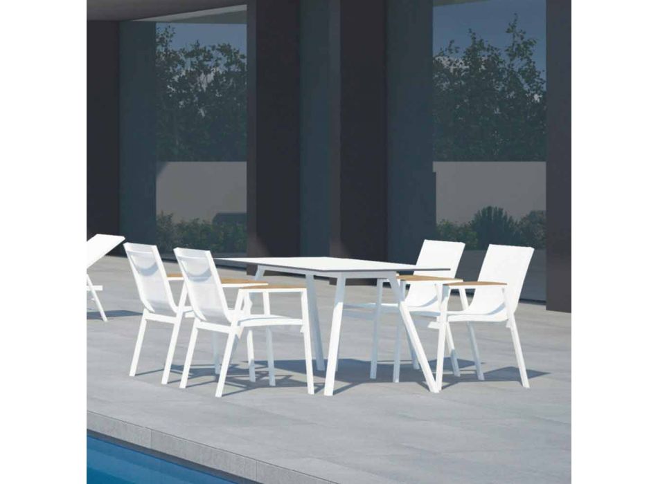 Havebord i hvidt aluminium og laminat moderne design - Oceanien2 Viadurini
