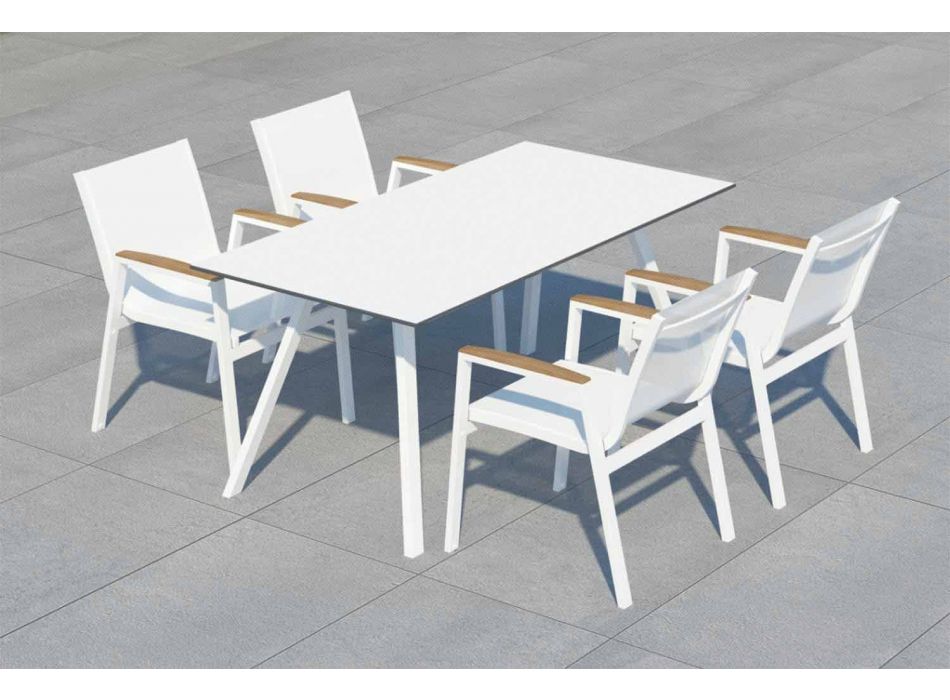 Havebord i hvidt aluminium og laminat moderne design - Oceanien2 Viadurini