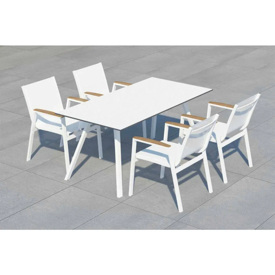 Havebord i hvidt aluminium og laminat moderne design - Oceanien2 Viadurini