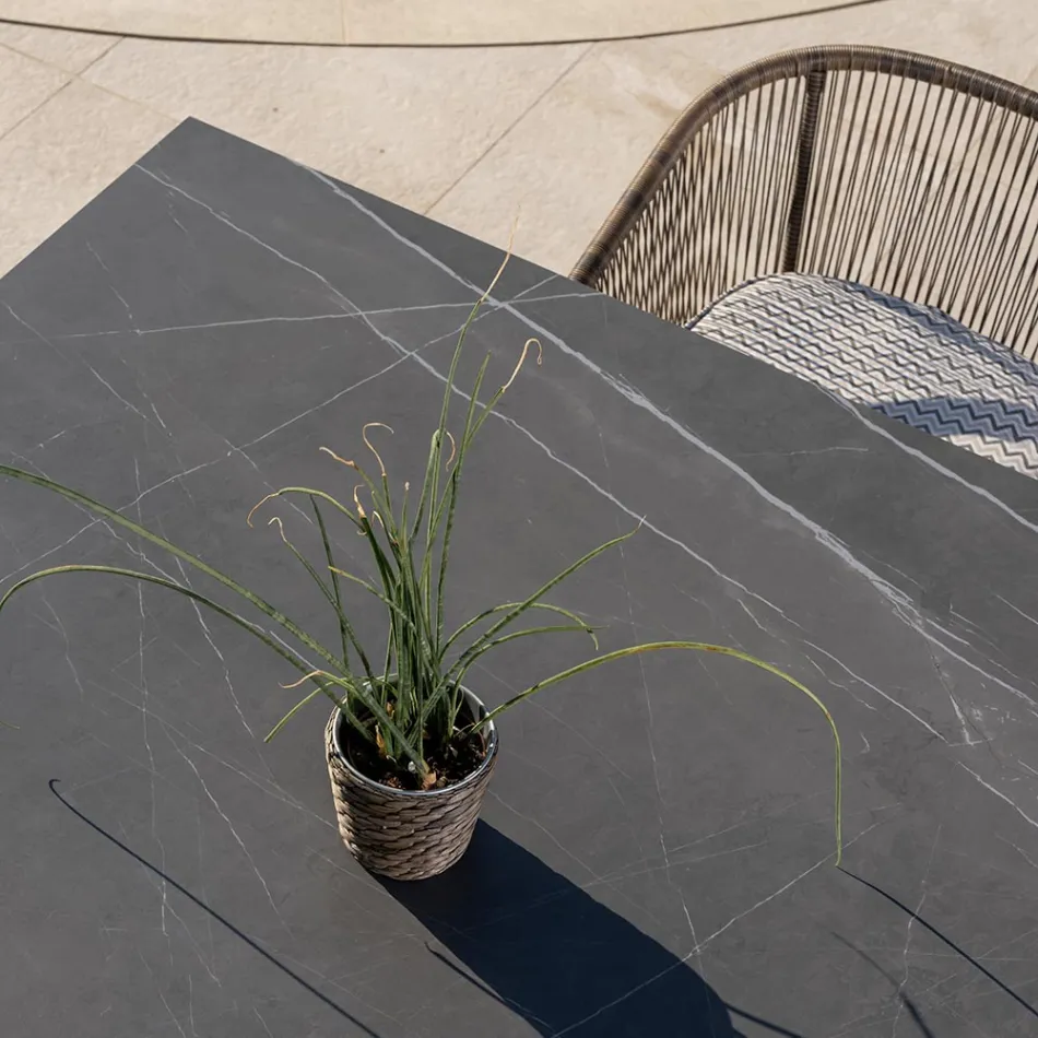 Havebord i naturlig teak og keramikplade - Artes Viadurini