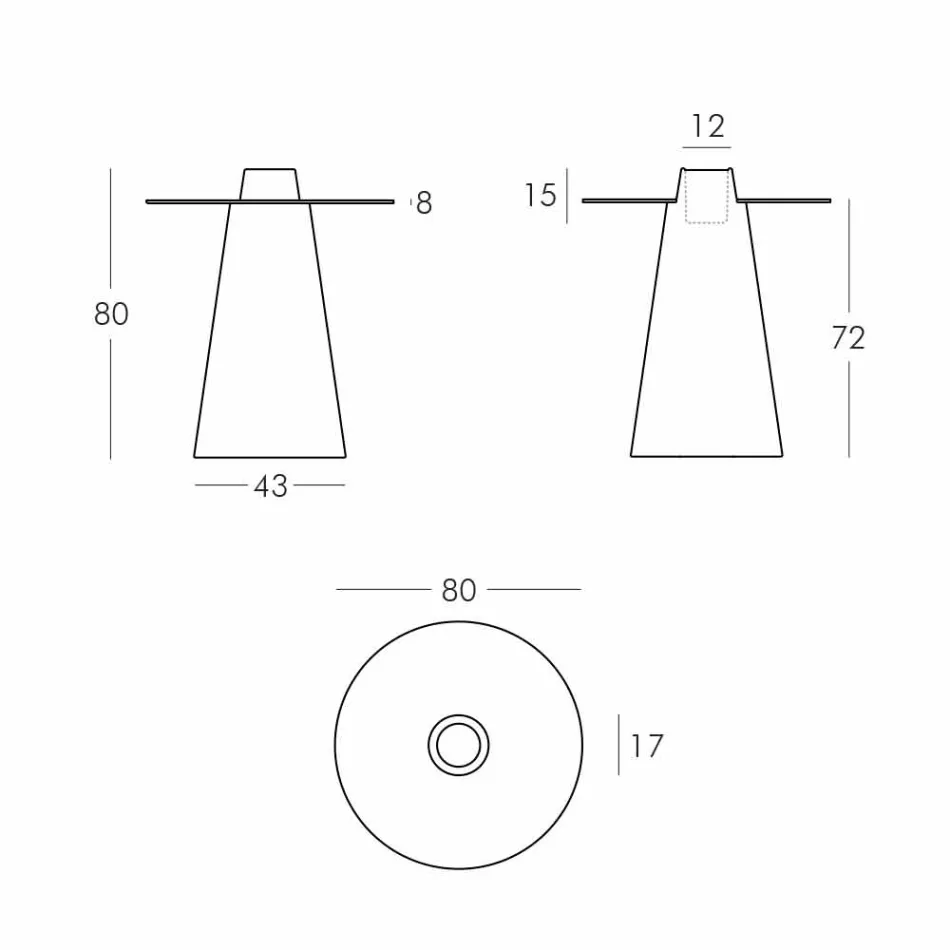 Lys indendørs Bord Slide Peak (H80) polyethylenglas lavet i Italien Viadurini