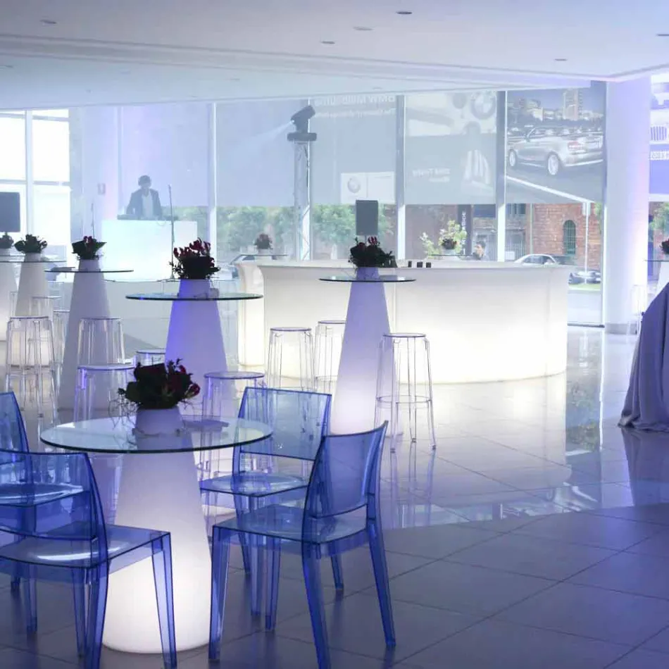 Lys indendørs Bord Slide Peak (H80) polyethylenglas lavet i Italien Viadurini